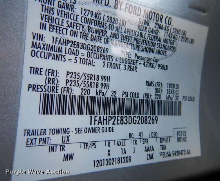 image for item HK9451 2013 Ford Taurus SEL