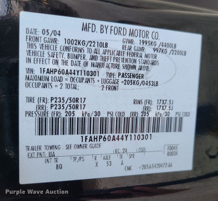 image for item IF9355 2004 Ford Thunderbird  convertible