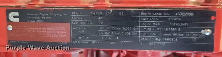 image for item IF9360 Cummins 6BTA5.9-F1  engine