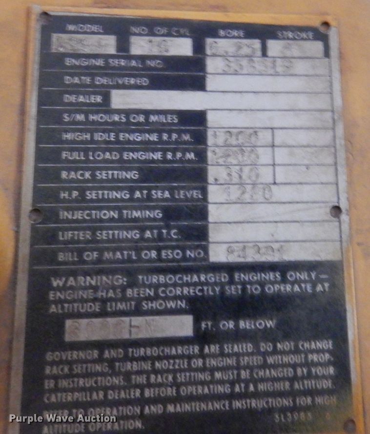 image for item IM9850 Caterpillar D399  generator