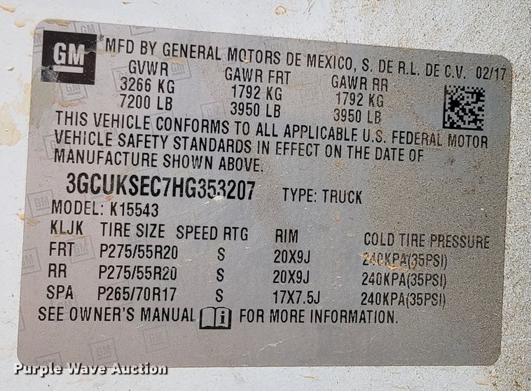 image for item JE9951 2017 Chevrolet Silverado 1500  Crew Cab pickup truck