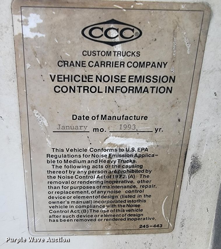 image for item JE9971 1997 Crane Carrier  refuse truck