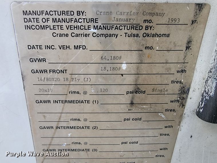 image for item JE9971 1997 Crane Carrier  refuse truck