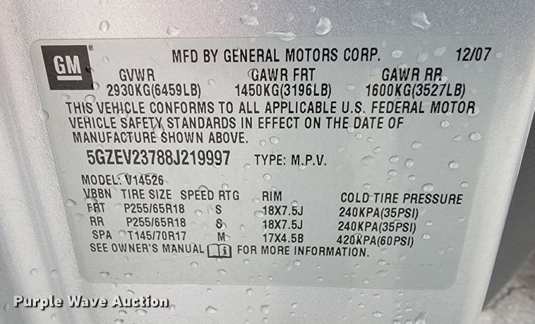 image for item JF9001 2008 Saturn Outlook XR  SUV