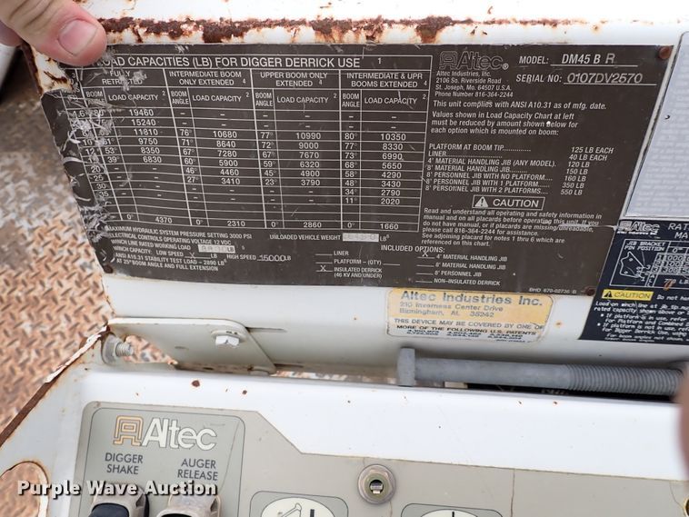 image for item JN9239 2007 International 4400  digger derrick truck