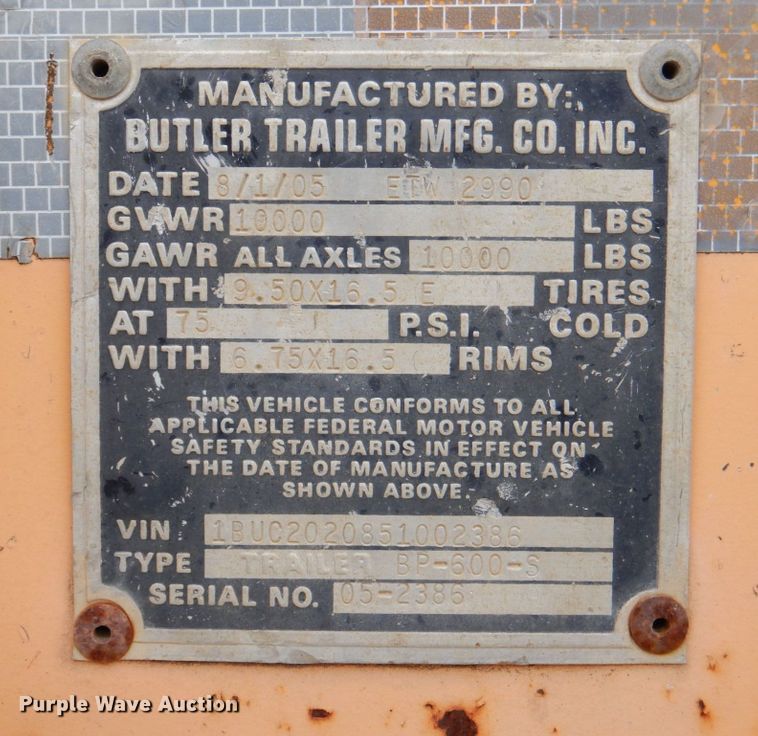 image for item MK9532 2005 Butler Trailer Manufacturing  pole trailer