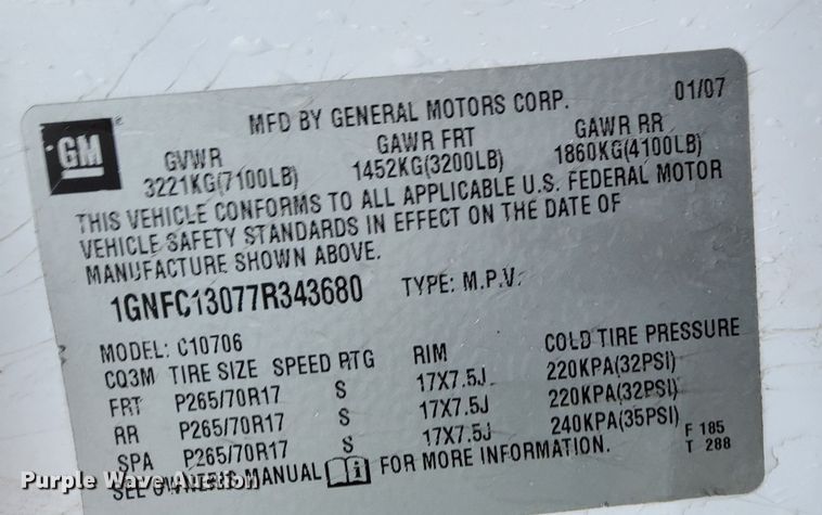 image for item MK9547 2007 Chevrolet Tahoe  SUV