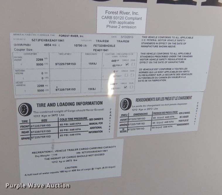 image for item MX9886 2014 Forest River  camper