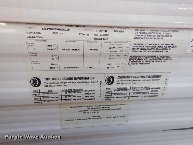 image for item MX9887 2017 Forest River Wildwood  camper