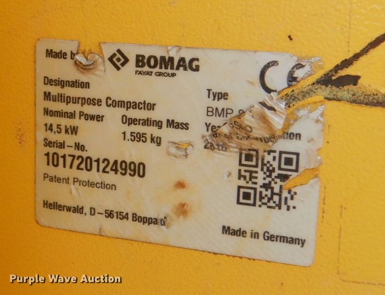 image for item DH7349 2016 Bomag BMP8500  trench compactor