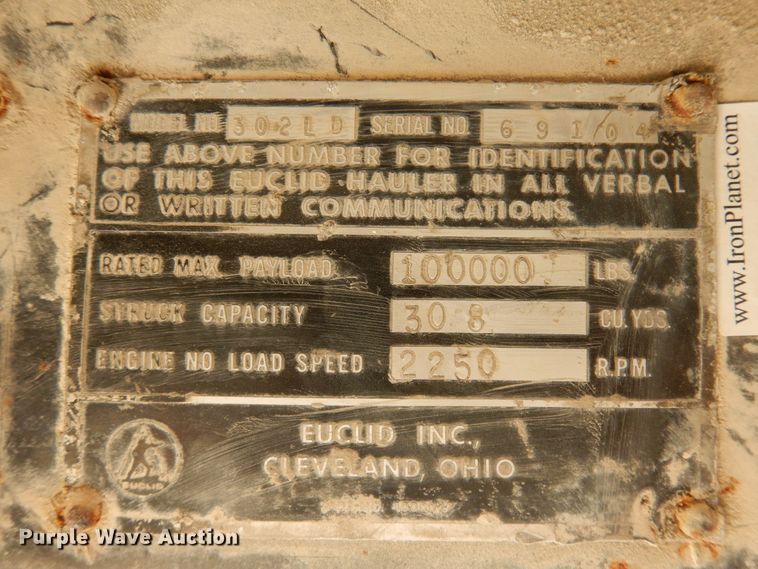 image for item DJ0812 1978 Euclid 302LD  haul truck