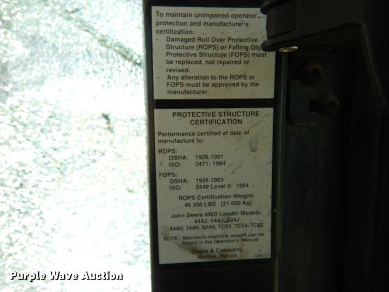 image for item DJ7597 2007 John Deere 624J  wheel loader