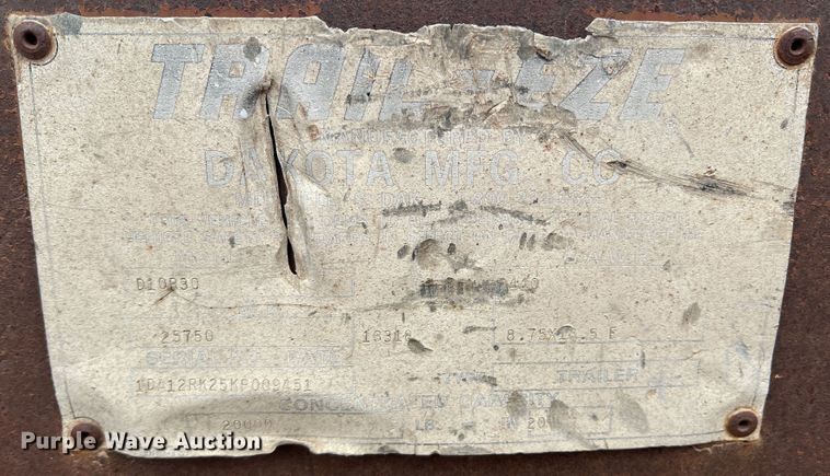 image for item DJ7621 1989 Trail-Eze  equipment trailer