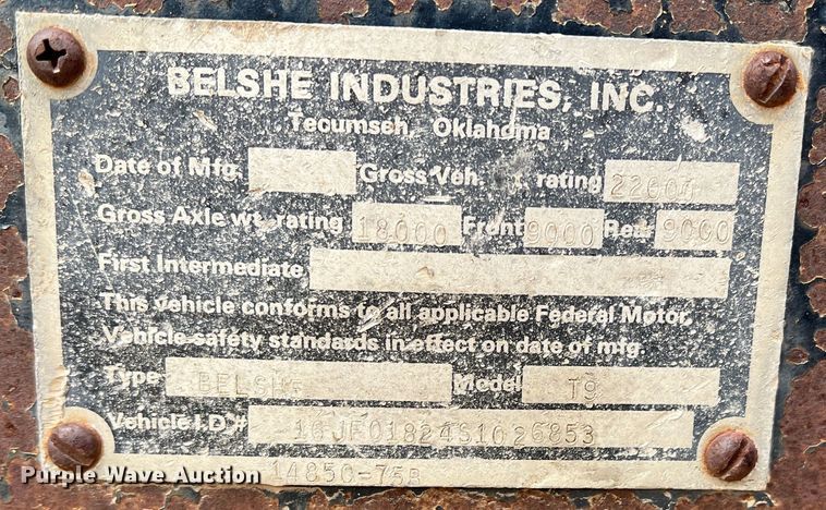 image for item DJ7623 1995 Belshe T-9  equipment trailer