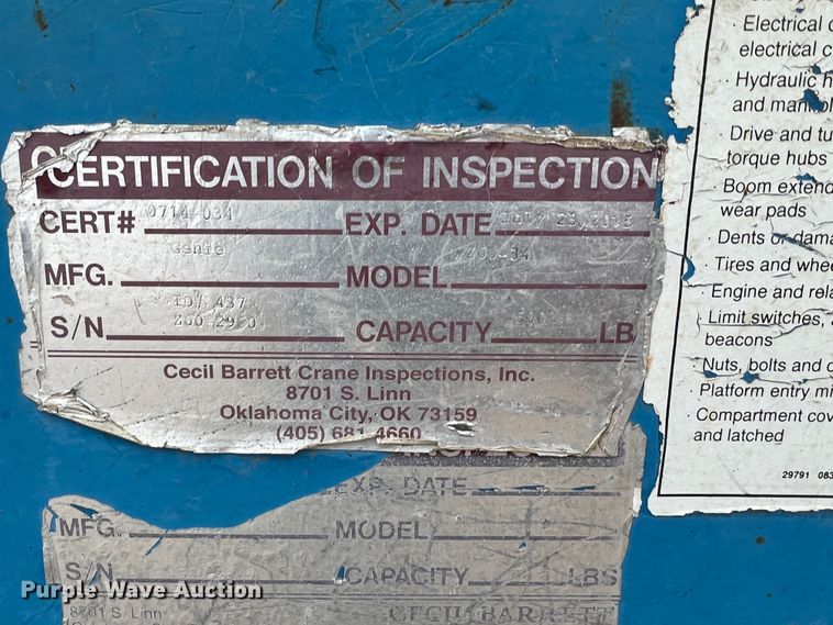 image for item DJ7625 Genie Z-60/34  boom lift