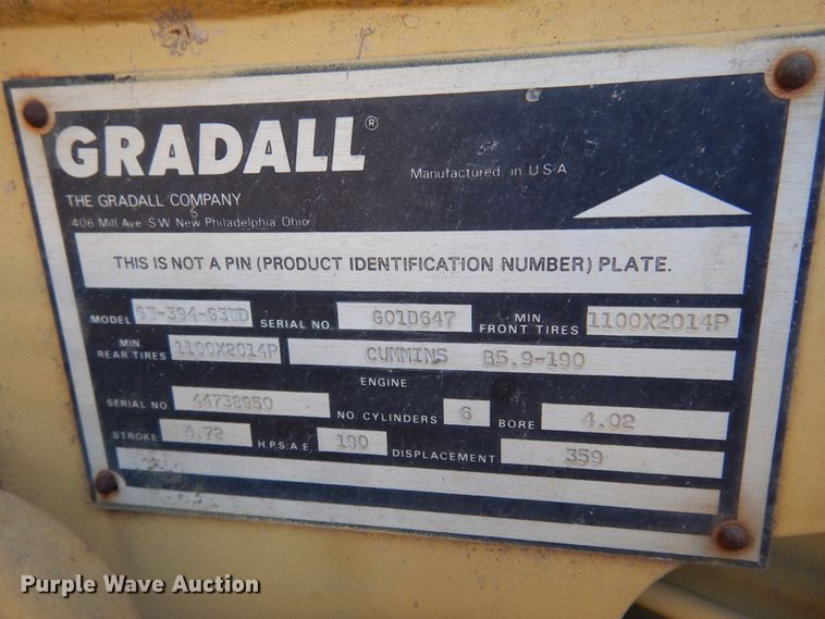 image for item DK0329 1992 Gradall G3WD  wheeled excavator