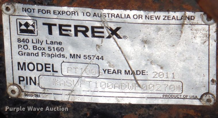 image for item DL3729 2011 Terex PT100G  tracked skid steer loader