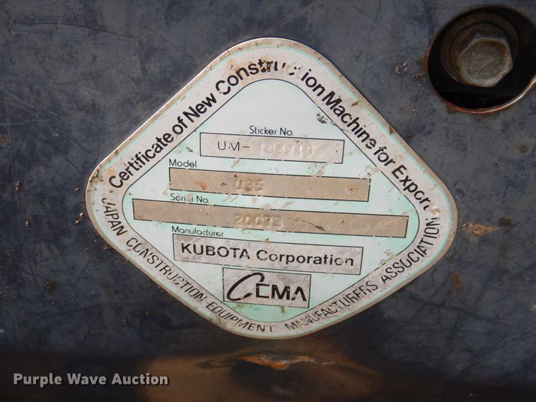 image for item DL3732 2003 Kubota U35  mini excavator