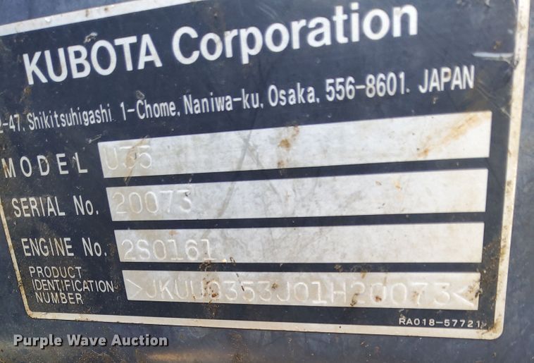 image for item DL3732 2003 Kubota U35  mini excavator