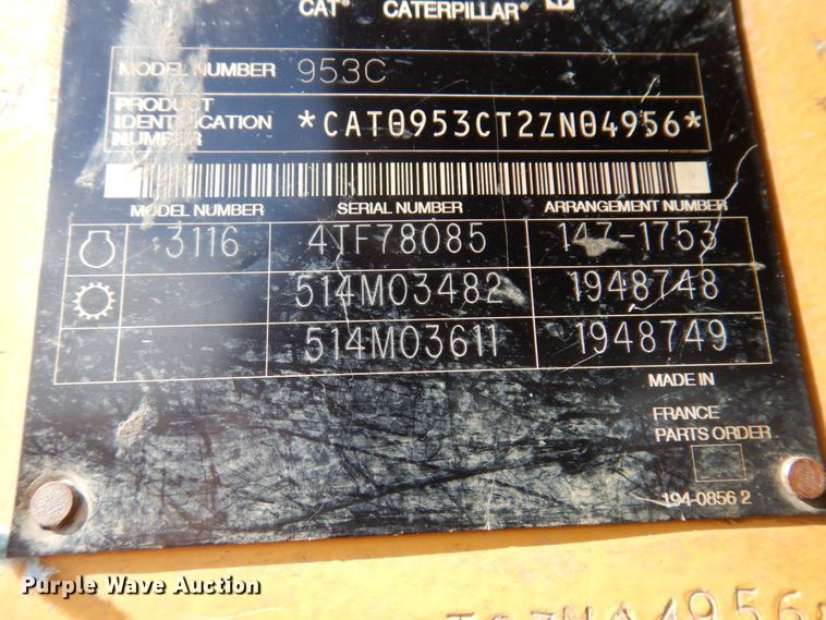 image for item DL3738 2002 Caterpillar 953C  track loader