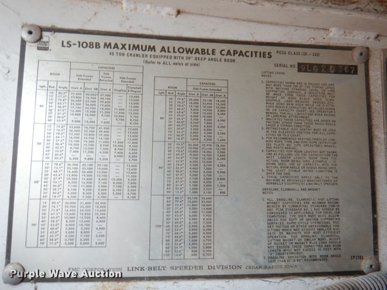 image for item DM6000 Link Belt LS108B  crane