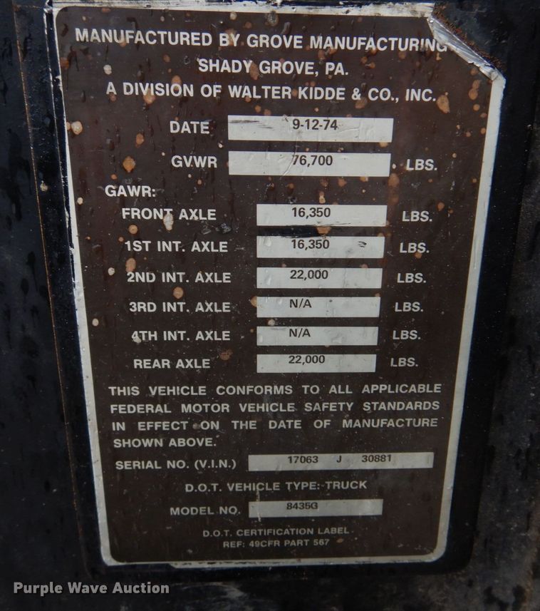 image for item DM7231 1974 Grove 8435G  crane