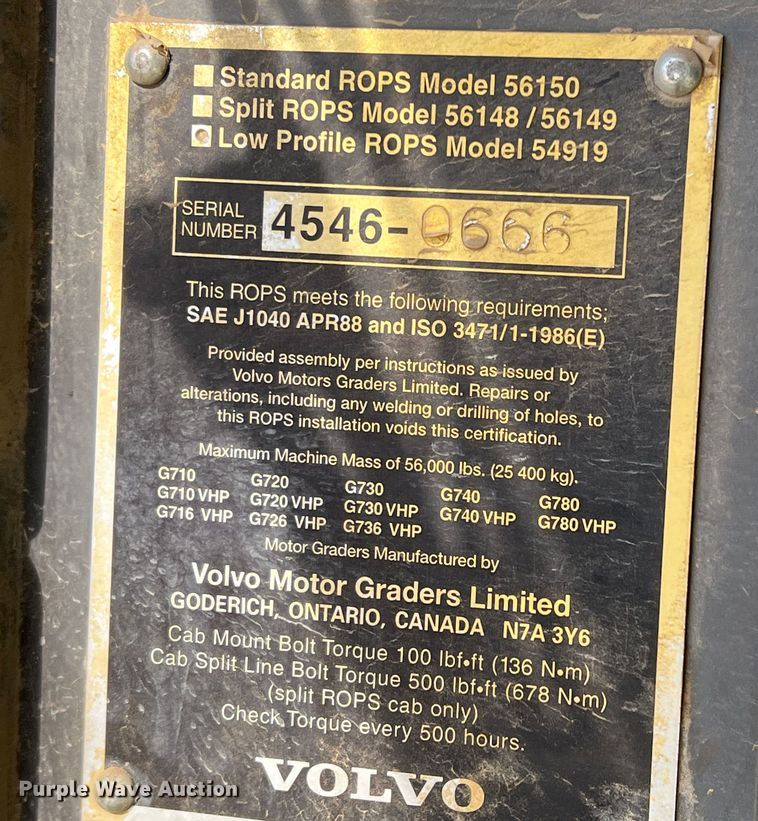 image for item DM8443 2002 Volvo G720VHP  motor grader