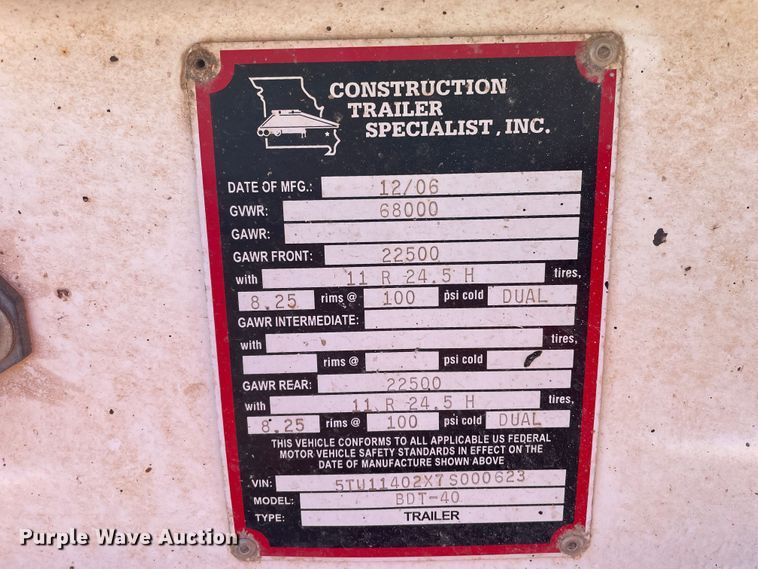 image for item DN0213 2007 CTS BDT-40  bottom dump trailer