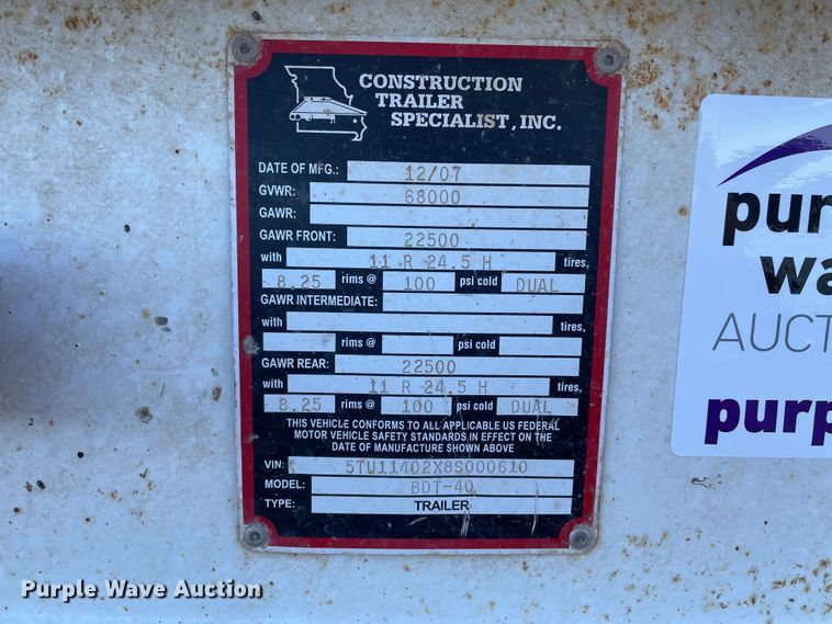 image for item DN0225 2008 CTS BDT-40  bottom dump trailer