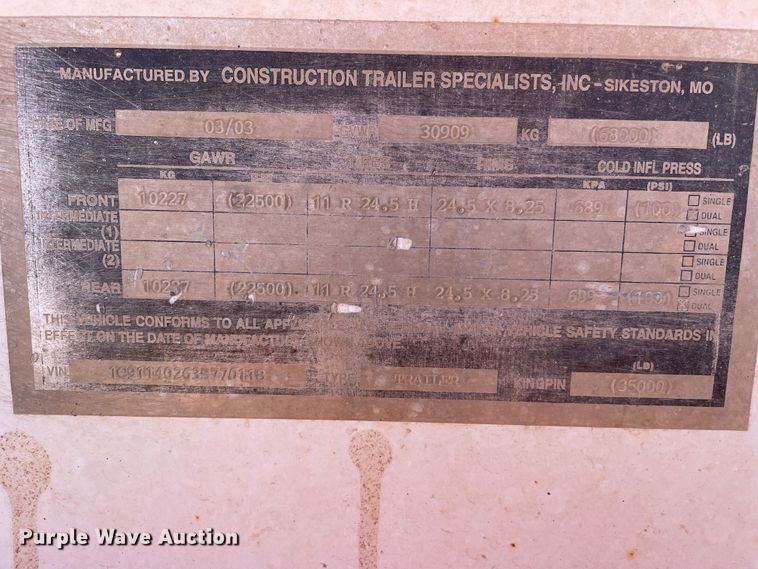 image for item DN0226 2003 CTS  bottom dump trailer