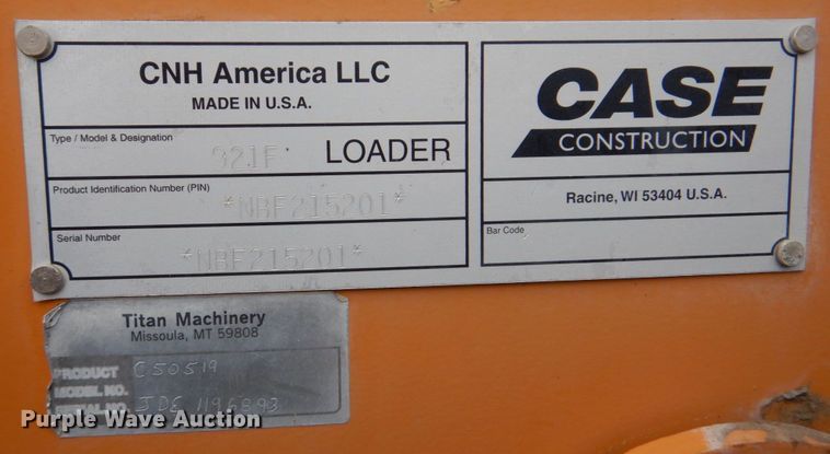image for item DN7299 2011 Case 921F  wheel loader