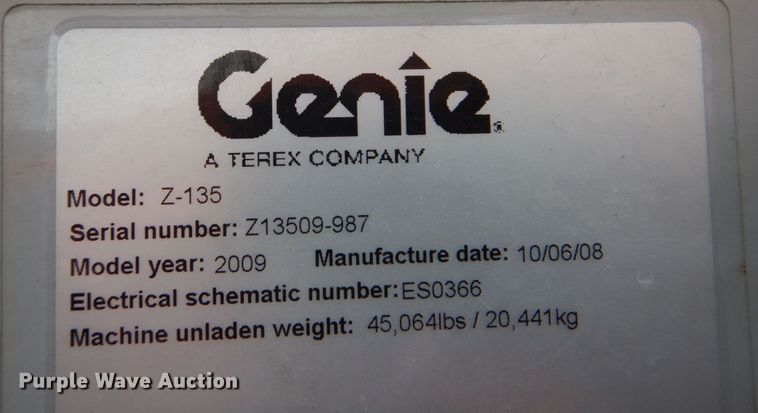 image for item DN7305 2009 Genie Z135  boom lift
