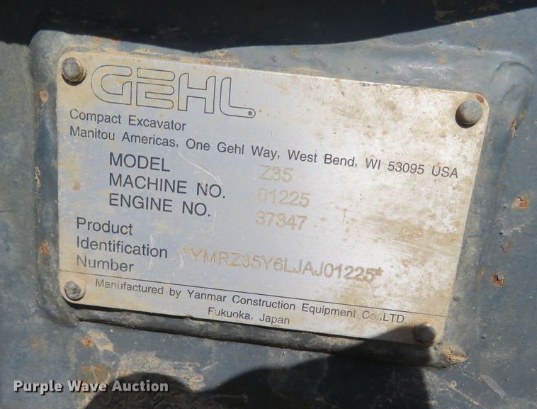 image for item DN7921 Gehl Z35 Gen II  mini excavator