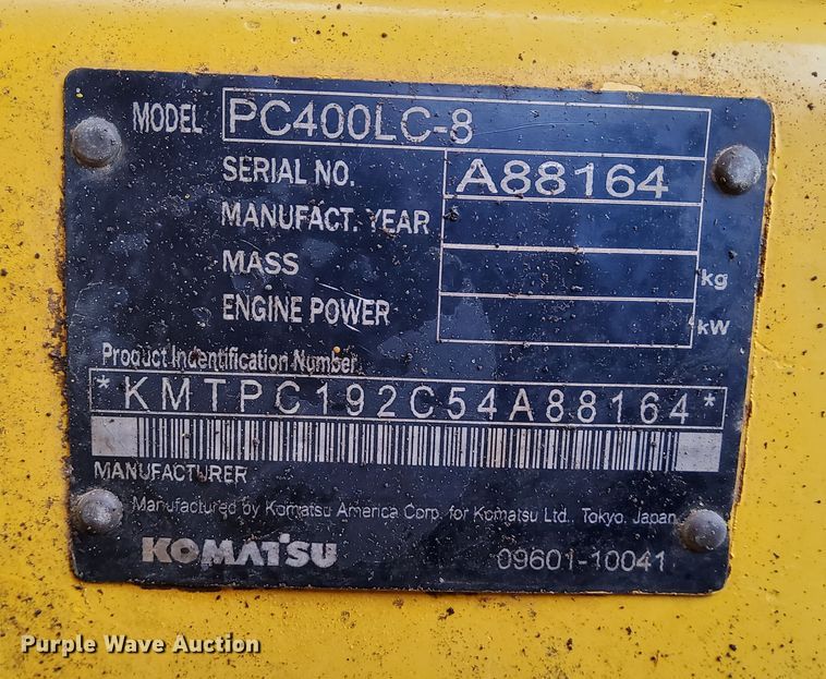 image for item DR0878 2008 Komatsu PC400LC-8  excavator