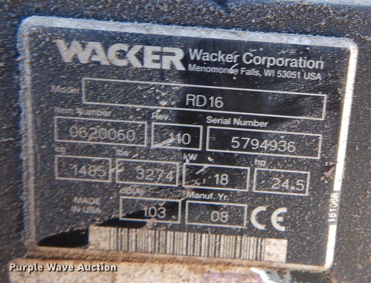 image for item EP9725 2008 Wacker RD16  double drum vibratory roller