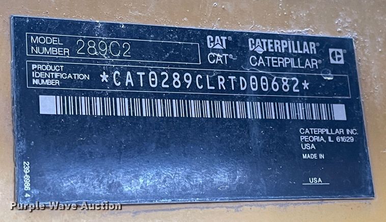 image for item FV9412 2012 Caterpillar 289C2  tracked skid steer loader