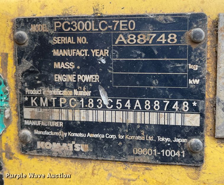 image for item FV9415 2007 Komatsu PC300LC-7E0  excavator