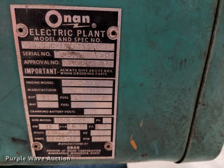 image for item HK9400 Onan 15.0JC-18R131/7512AA  generator