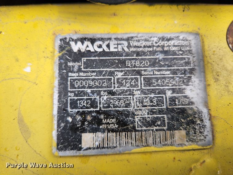 image for item HK9413 Wacker RT820  trench compactor