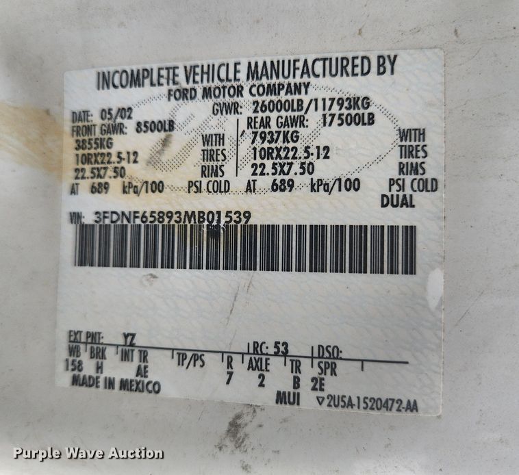 image for item HK9420 2003 Ford F650 Super Duty  dump truck