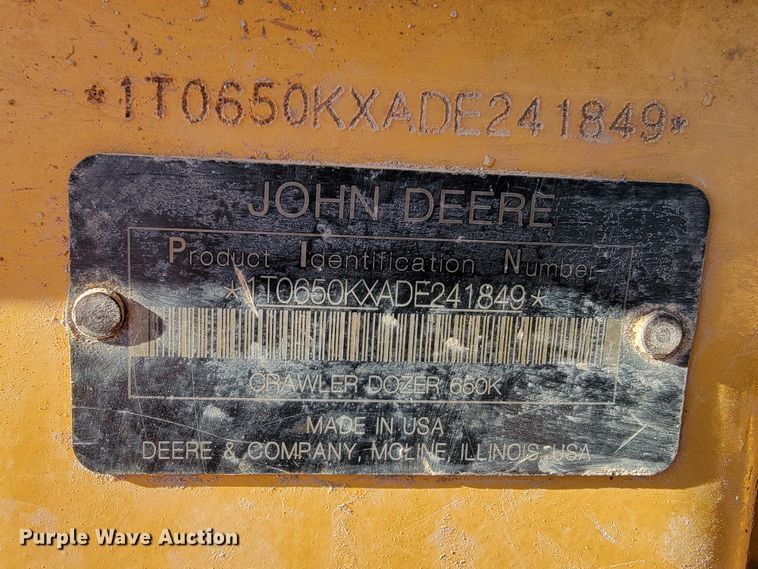image for item JE9977 2013 John Deere 650K  dozer