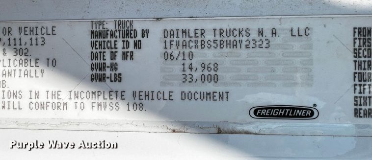 image for item JH9275 2011 Freightliner Business Class M2  forestry bucket truck