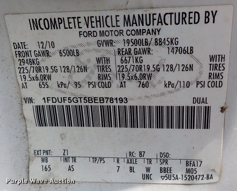 image for item JO9598 2011 Ford F550 Super Duty  utility / service truck