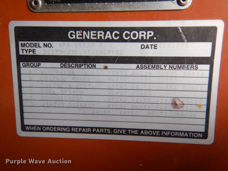image for item JS9611 Generac 97A0529-S  generator