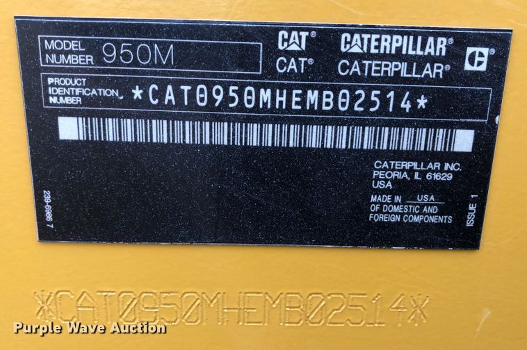 image for item JS9656 2016 Caterpillar 950M  wheel loader