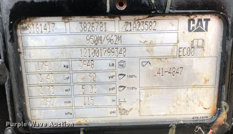 image for item JS9656 2016 Caterpillar 950M  wheel loader