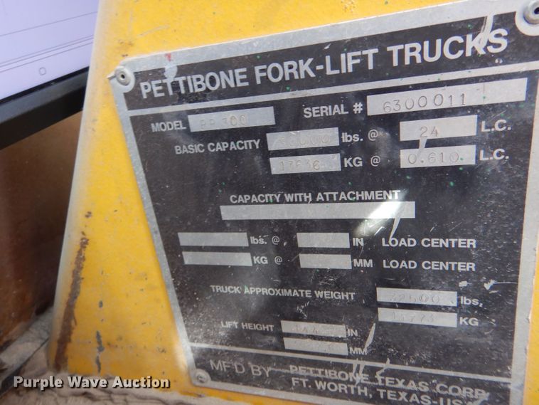 image for item LJ9824 1985 Pettibone PP300  forklift