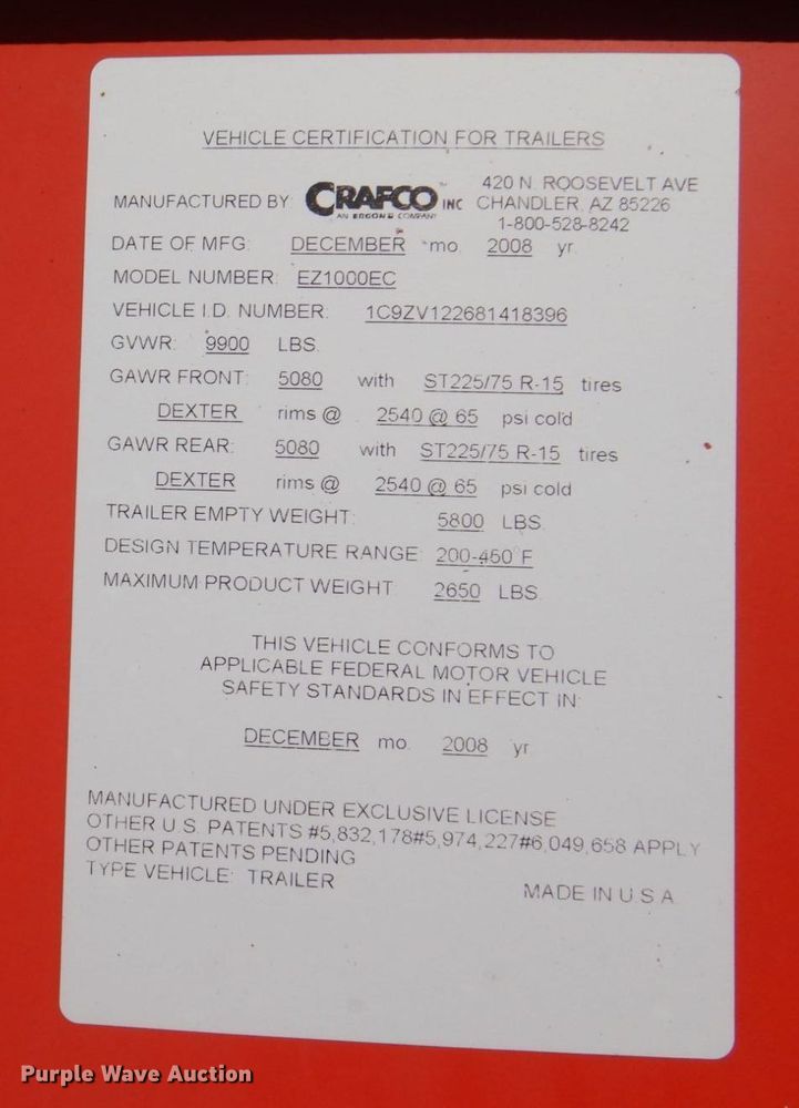 image for item MK9544 2008 Crafco E-Z 1000 Series II  melter applicator