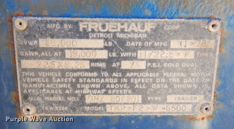image for item MX9895 1979 Fruehauf TKP-F2-W-6500  tank truck