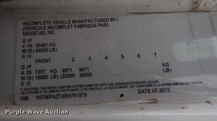 image for item DH8221 2014 International WorkStar 7500  dump truck